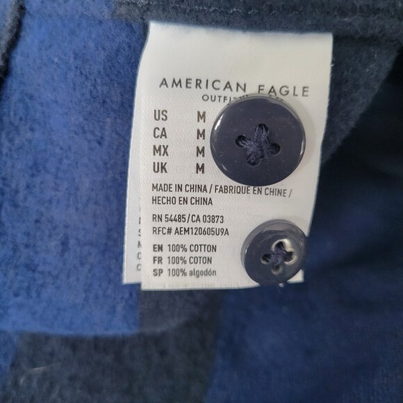 American Eagle Shacket Thick Shirt Jacket, Men’s M, Blue/Black Stripe, Heavy EUC - Picture 6 of 8